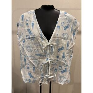 Cynthia Rowley Linen Top Blouse Womens Size Medium White New